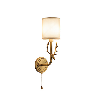135 02 Wall Lamp Antique Sconces For Bedroom Corridor Nordic Fabric Night Light Mounted Antler Lighting Fixtures Brass