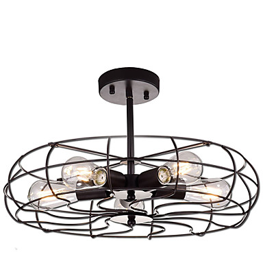 158 69 Semi Flush Ceiling Light Round Antique Metal Ceiling Chandeliers Cages Shade Hallway Flush Mount Pendant Lamp 5 Lights