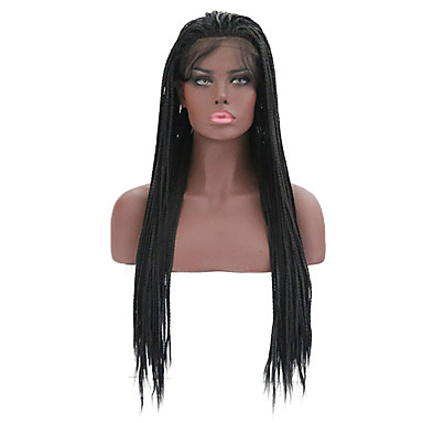 Human Hair Lace Wig Plaited Style Middle Part Lace Front Wig