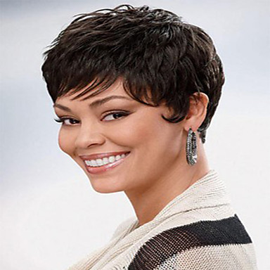Human Hair Wig Short Natural Wave Natural Straight Pixie Cut With