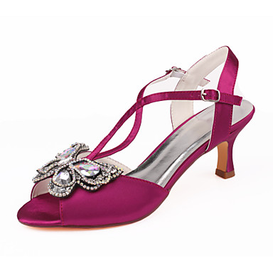 Women's Wedding Shoes Dress Shoes Spool Heel Open Toe Rhinestone Satin ...