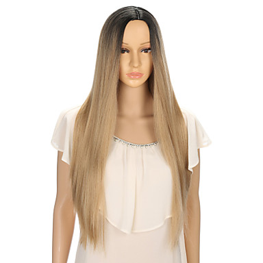 Synthetic Wig Kinky Straight With Bangs Wig Blonde Very Long
