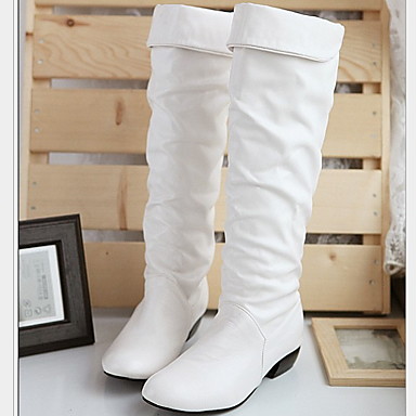 white flat heel boots