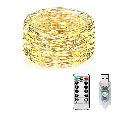 10M 100 LED USB Silver Wire Lights Home Party Christmas White/RGB