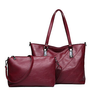 Women's Zipper PU(Polyurethane) / PU Bag Set Solid Color 2 Pieces Purse ...