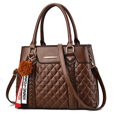 Women's PU Top Handle Bag Solid Color Black / Brown / Blushing Pink ...