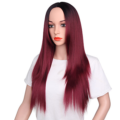 Synthetic Wig Straight Rihanna Middle Part Wig Ombre Long Ombre