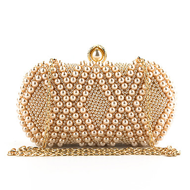 Women's Pearls Polyester Evening Bag Geometric Pattern White / Blushing ...