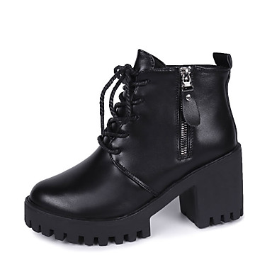 Women's Boots Chunky Heel Round Toe PU Booties / Ankle Boots Fall ...