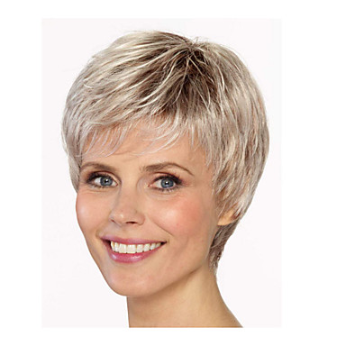 Synthetic Wig Straight Layered Haircut Wig Blonde Short