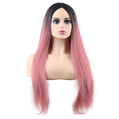 Ombre Natural Straight Middle Part Wig Ombre Long Synthetic Hair