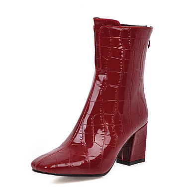 chunky heel square toe boots