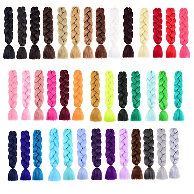 baratos Extensões de Cabelo Sintéticas-Dreadlocks / Faux Locs Liso Cabelo Sintético 24 polegadas Alongamento Peruca Vermelho Preta 2pcs Faux Locs Wig Tranças Africanas Mulheres Festival