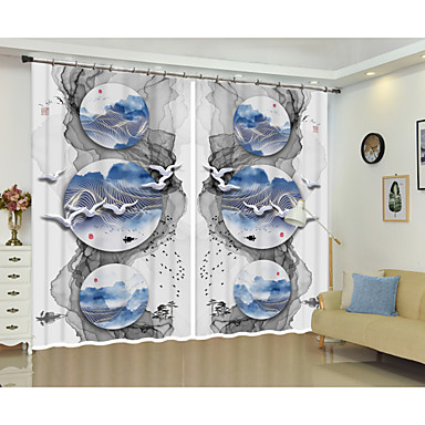 Creative Design Ink Digital Printing 3d Curtain Shading Creative