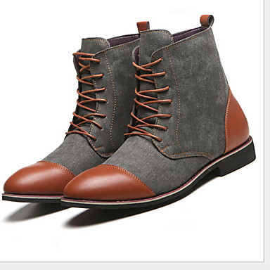 [$34.99] Men's Comfort Shoes Canvas Fall & Winter Boots Booties / Ankle Boots Black / Blue / Gray