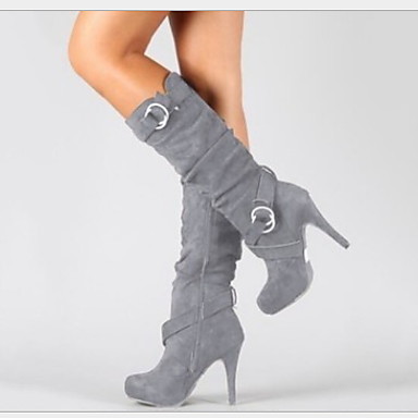 [$32.29] Women's Boots Stiletto Heel Round Toe Satin Fall Black / Light Brown / Gray