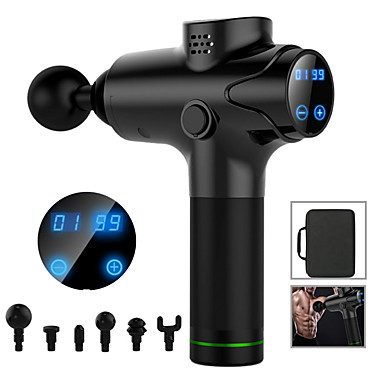 olcso Biztonság-litbest 6 az 1-ben újratölthető 2400mah masszázs g un 6 fej 20 sebességű 24v-os elektromos testmasszázs em05 adapterrel vezeték nélküli használatra izomfeszültség-csökkentő férfiak sport teljesítményj