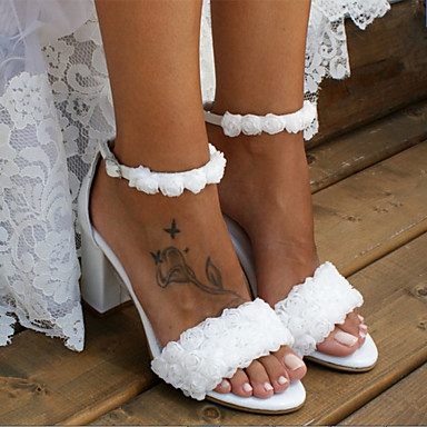 white wedding shoes chunky heel