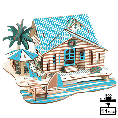 cheap Jogos &amp; Quebra-Cabeças-Quebra-Cabeças 3D Quebra-Cabeça Quebra-Cabeças de Madeira Construções Famosas Casa Faça Você Mesmo De madeira Madeira Natural Clássico Crianças Adulto Unisexo Brinquedos Dom