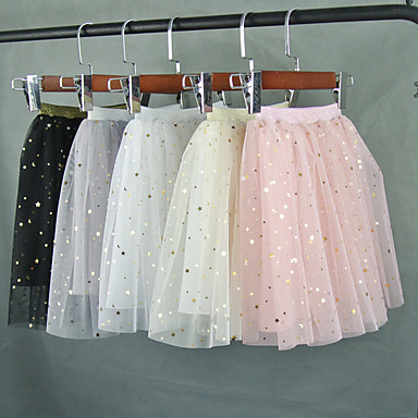 baratos Saias para Meninas-Infantil Bébé Para Meninas Activo Básico Sólido Paetês Com Transparência Saia Preto