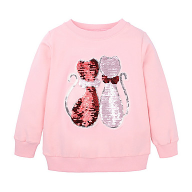 baratos Moletons Para Meninas-Infantil Para Meninas Moda de Rua Sólido Manga Longa Algodão Moleton &amp; Blusa de Frio Branco
