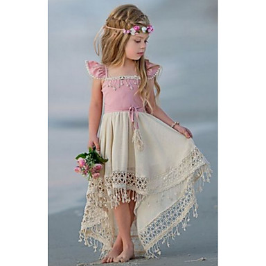 baratos Vestidos para Meninas-Infantil Para Meninas Estampa Colorida Vestido Rosa