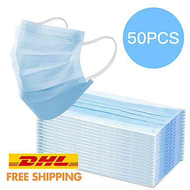 olcso Szépség és vendéghaj-raktáron 50db 3 rétegű eldobható maszkok porvédelem ellen lélegző szájmaszk orvosi fogorvos eldobható fülhurok arcsebészeti hipoallergén maszkok személyi védelem