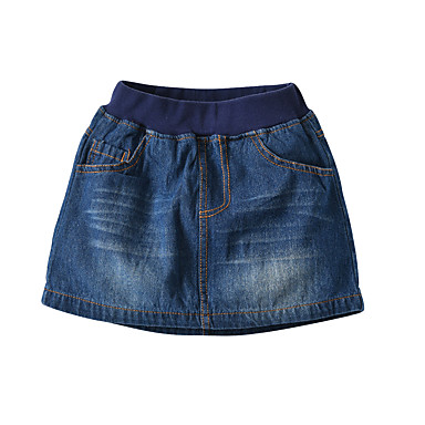 baratos Saias para Meninas-Infantil Para Meninas Básico Moda de Rua Sólido Saia Azul