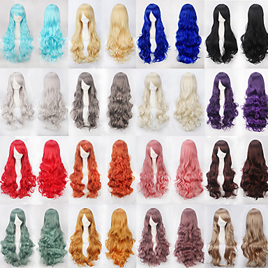 cheap Perruques-Perruque de cosplay Perruques de Déguisement Bouclé Ondulation naturelle Avec Frange Perruque Blond Long A15 A16 A17 A18 A19 Cheveux Synthétiques 30 pouce Femme Cosplay Créatif Soirée Rouge Blond