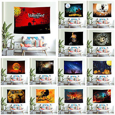 cheap Pinturas-tapeçaria de parede com morcego de abóbora impressão tapete de halloween decoração de casa lua noite hippie tapeçaria decoração de cobertor de parede