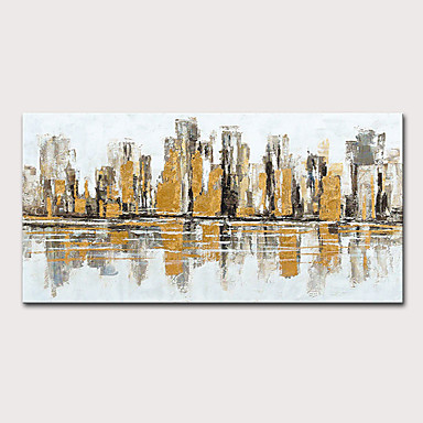 cheap Pinturas a Óleo-mintura&amp;amp;reg; tamanho grande pintado à mão abstrato da cidade pinturas a óleo sobre tela pôsteres de arte pop moderna imagem de parede para decoração de casa sem moldura