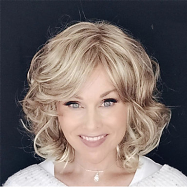 cheap Perruques-Perruque Synthétique Bouclé Boucle lâche Coupe Asymétrique Perruque Court Marron Cheveux Synthétiques 14 pouce Femme Classique Exquis Duveteux Marron