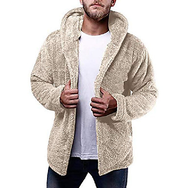 mens fuzzy coat hooded sherpa jacket fleece cardigan button down ...