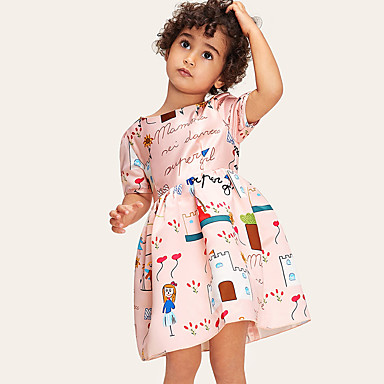 Kimocat Toddler Baby Girls Summer Sleeveless Cartoon Printed Dress 