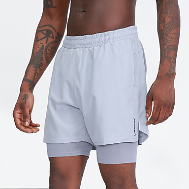 Men's Running Shorts Athletic Shorts Bottoms 2 in 1 Liner Split Spandex Fitness Gym Workout 