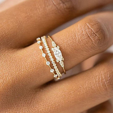 Fashionable Ladies Round Cubic Zircon Rhinestone Rings Jewelry Favor Gift New F