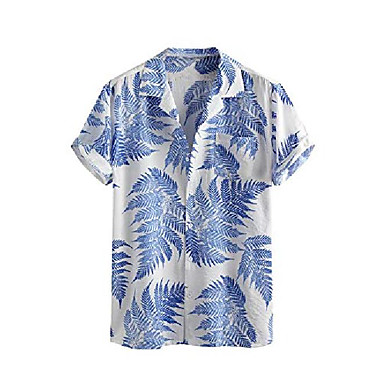 [$21.99] toufguy men's hawaiian shirt printed cotton short sleeve button  down regular fit beach shirts with pockets