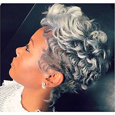 divine hair afro curly synthetic wigs for black women short gray wigs ...