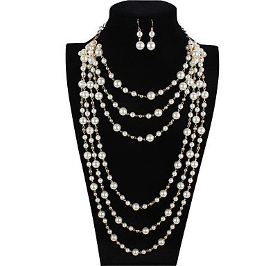 Women's Pearl Bridal Jewelry Sets Layered Flower Stylish Earrings Jewelry White For Party Wedding Daily Festival 1 set