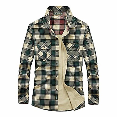 Domple Mens Long Sleeve Corduroy Solid Casual Winter Thermal Lined Button Down Shirt 