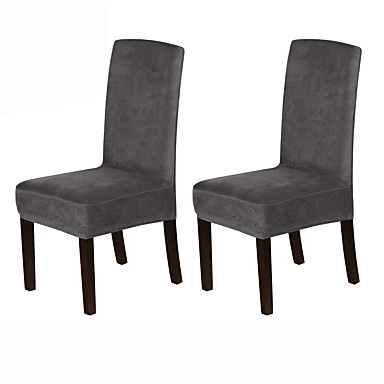 2 Pcs Velvet Dinning Chair Cover, Black Velvet Dining Room Chair Covers