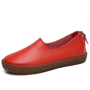 Mujer Zapatos de taco bajo y Slip-On Tacón Plano Dedo redondo Botines  Botines Diario Trabajo Cuero Un Color Rojo Blanco Negro 8749515 2021 –  $35.39