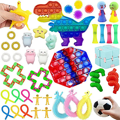 Squeeze Pop Toys Sets for Kids Adults Autism ADHD Stress Relief and Anti-Anxiety Toys Fidget Toys 12 Pack Push Popping Bubble pop Sensory Fidget Packs Stress Relief Hand Toys for Focus & Calm