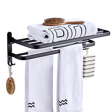 Towel Rack Space Saving Wall-Mounted Towel Rack Bathroom Double Shelf 304-80cm Stainless Steel Multifunctional Bathroom Shelf 