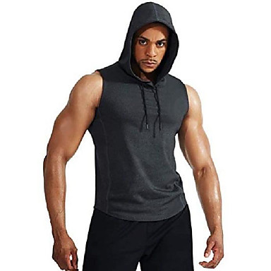 Men's Bodybuilding Sleeveless Hoodie Running Dry Fit Fitness T Shirts