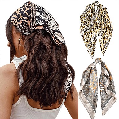 5 Pcs/set Square Silk Scarf Women Headband Fashion Print Neck Scarfs Office Hair Band Hand Kerchief Female Bandana