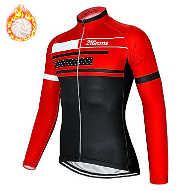 21Grams Men's Long Sleeve Cycling Jersey Winter Fleece Spandex Red Blue Green Bike Top Mountain Bike MTB Road Bike Cycling Quick Dry Moisture Wicking Sports Clothing Apparel / Stretchy / Athleisure