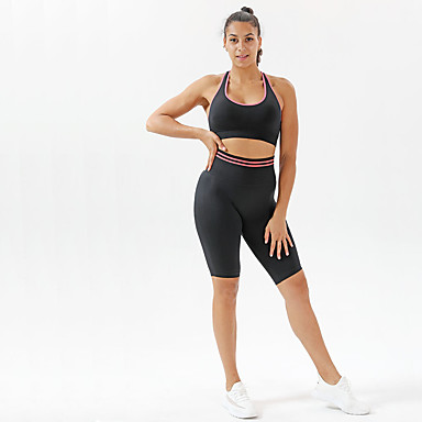 Womens Yoga Fitness Workout Tights Black White Bra Top Sleeveless Sport High Elasticity 