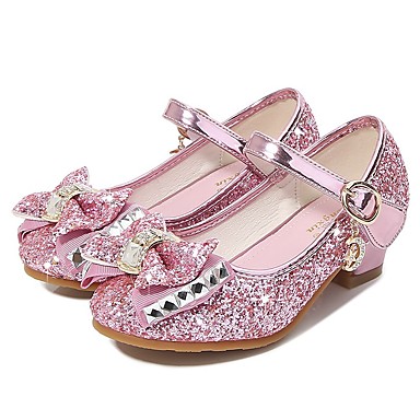 KM238 HIPPOSEUS Shiny Glitter Shoes Sequins Flower Wedding Party Shoes Mary Jane Shoes Low Heel for Big/Little Girl 