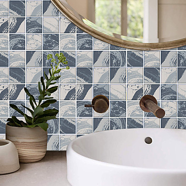 6pcs Wall Tiles Adhesive Floor Sticker Bedroom Bathroom Background Accessories